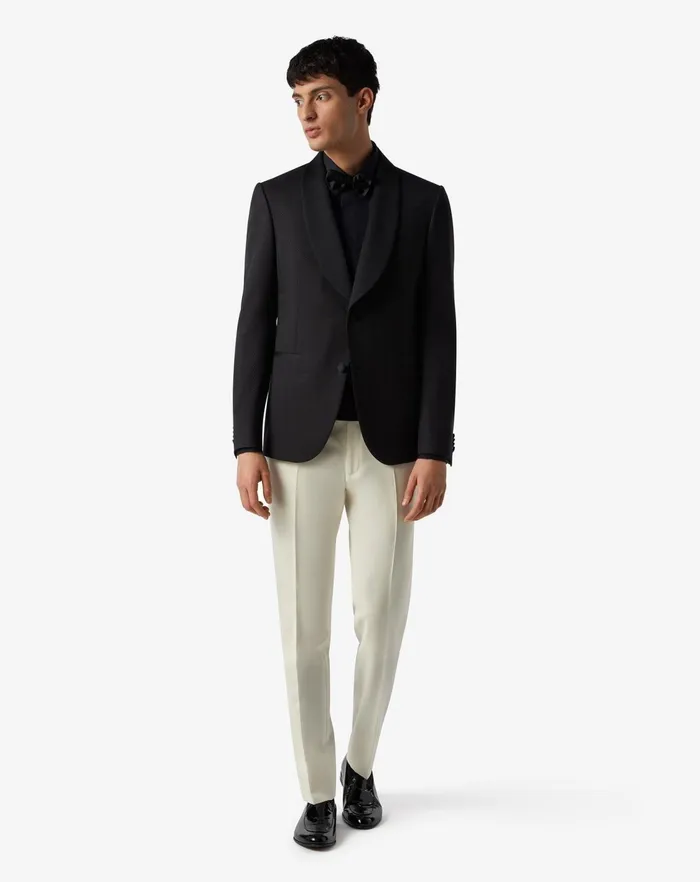 Corneliani Ceremony And Events Black 3d Chevron Wool Tuxedo Jacket 8211 Men