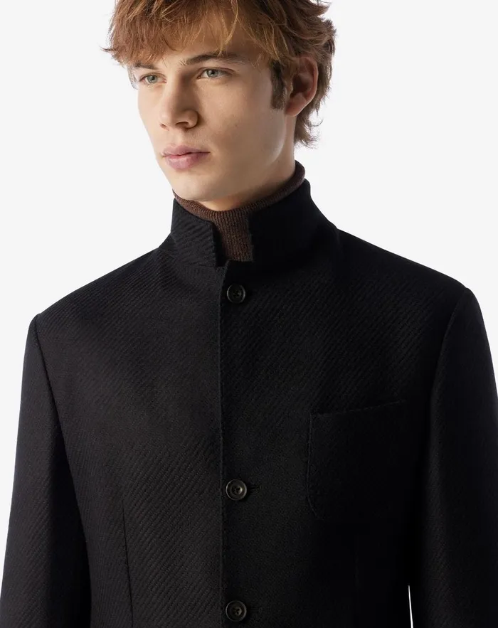 Corneliani Jackets Black Jerseylike Wool Jacket For Men 8211 Men