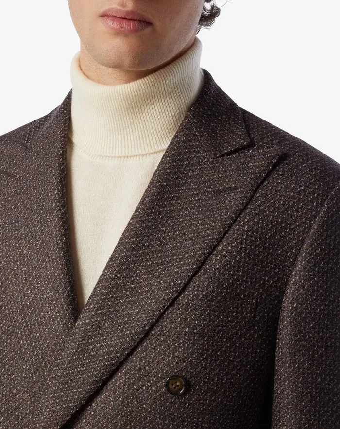Corneliani Jackets Blue 6button Wool Jacket With Micro Pattern 8211 Men