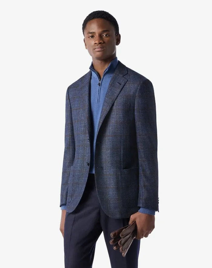 Corneliani Jackets Blue Wool Silk Cashmere Jacket 8211 Men