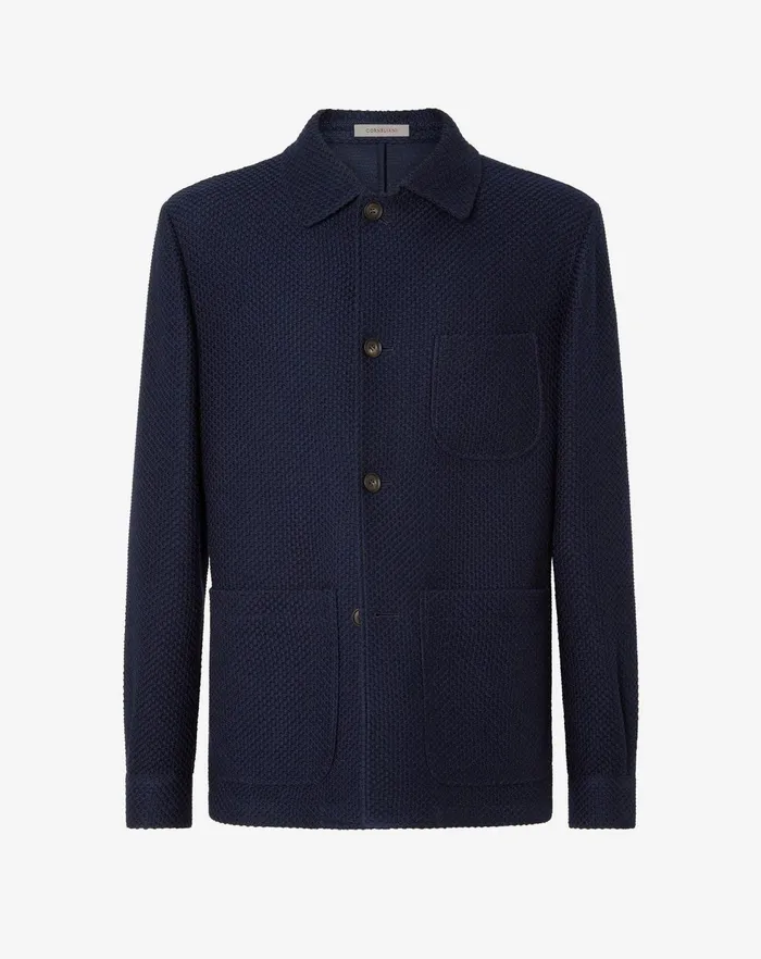 Corneliani Jackets Navy Blue Jumperlike Wool Jacket For Men 8211 Men