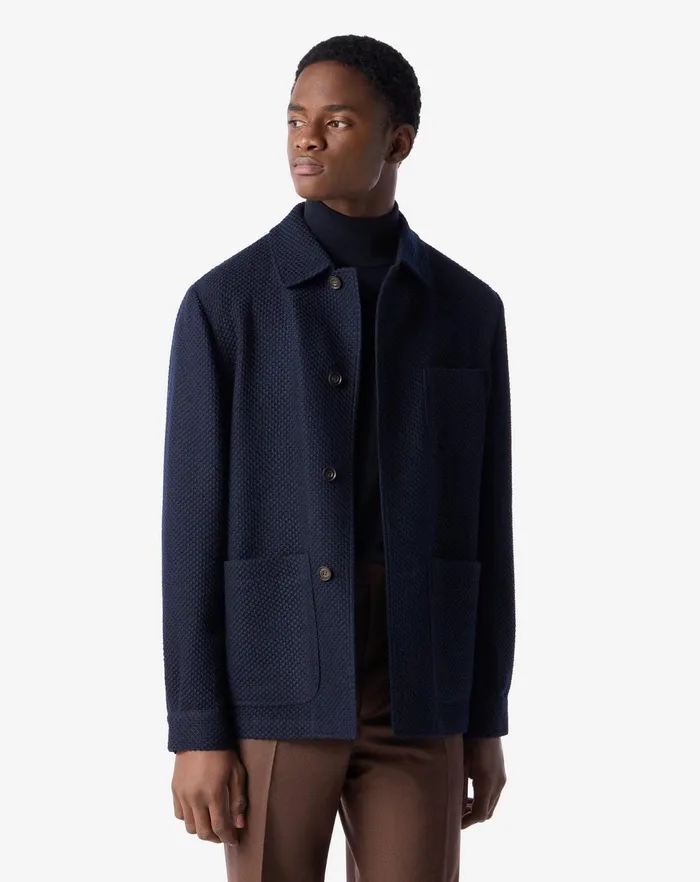 Corneliani Jackets Navy Blue Jumperlike Wool Jacket For Men 8211 Men