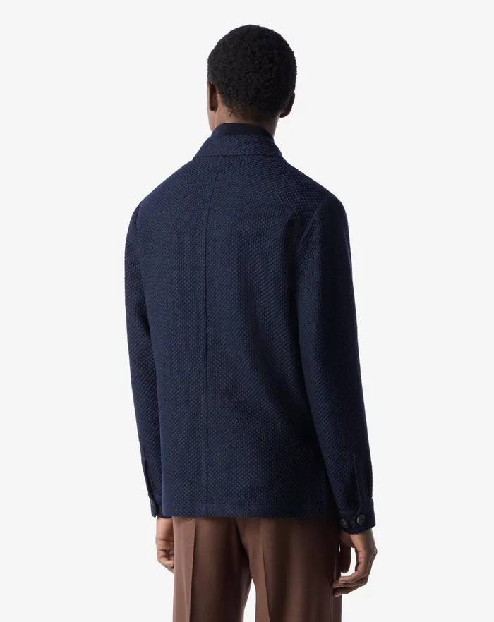 Corneliani Jackets Navy Blue Jumperlike Wool Jacket For Men 8211 Men