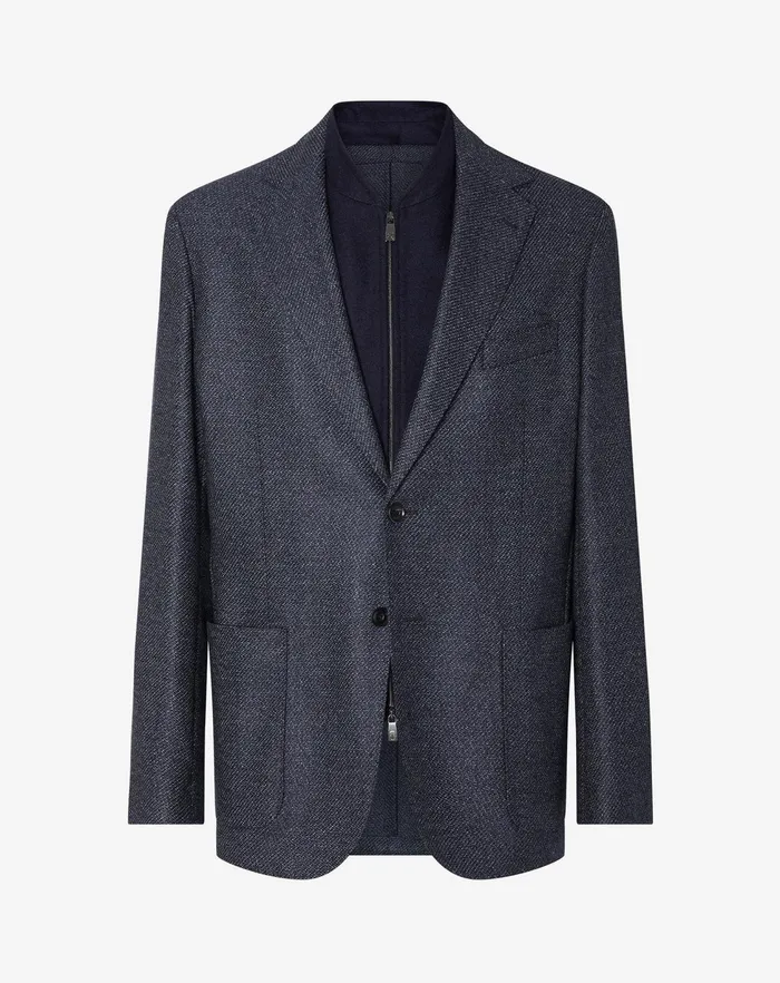 Corneliani Jackets Navy Blue Wool Twill Jacket For Men 8211 Men