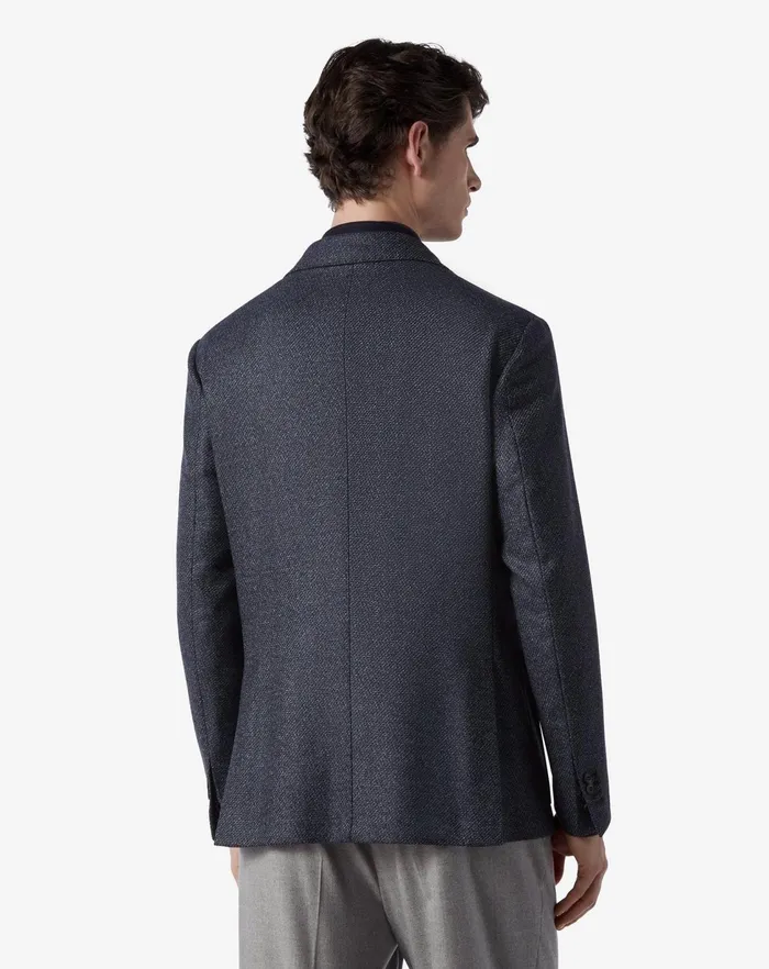 Corneliani Jackets Navy Blue Wool Twill Jacket For Men 8211 Men