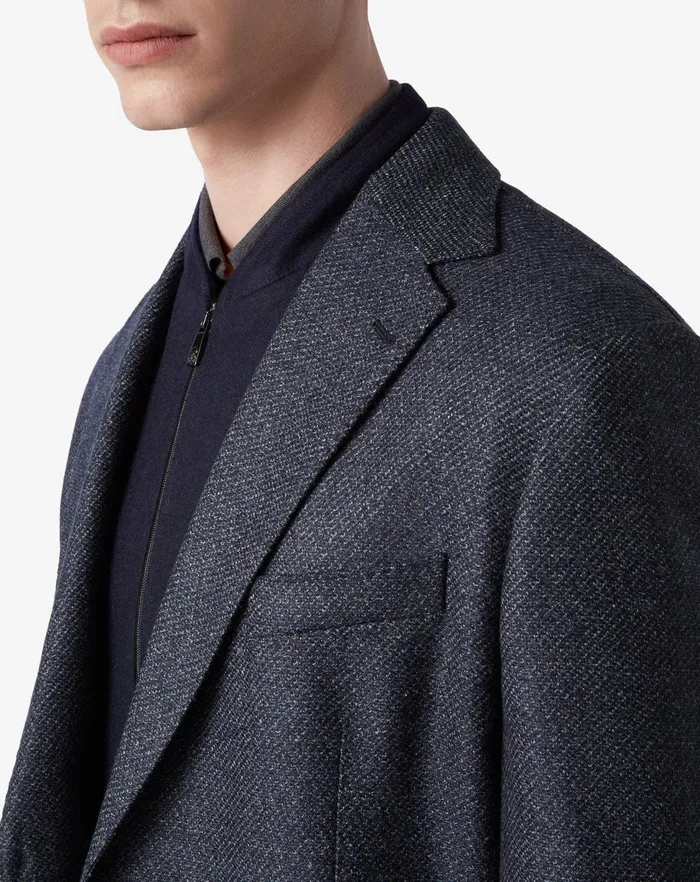 Corneliani Jackets Navy Blue Wool Twill Jacket For Men 8211 Men