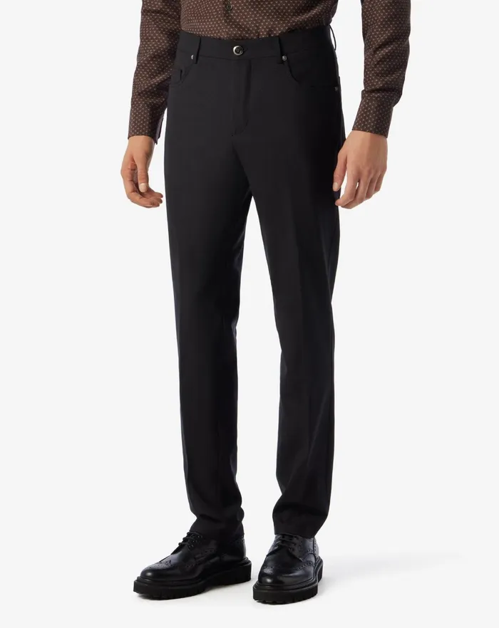 Corneliani Jeans and Slacks Black Cotton And Cashmere 5pockets Trousers 8211 Men