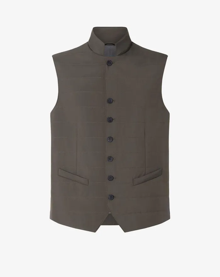 Corneliani Outerwear And Coats Forest Green Poplin Quilted Vest For Men 8211 Men