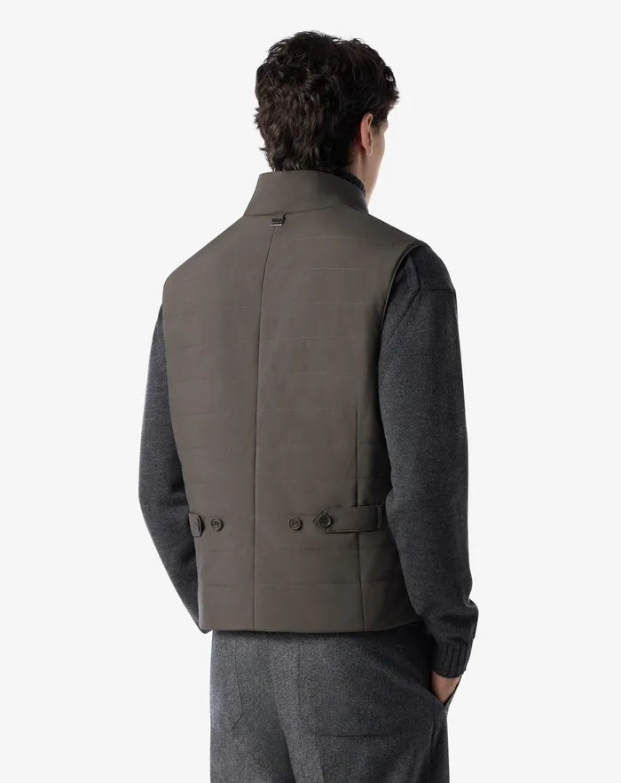 Corneliani Outerwear And Coats Forest Green Poplin Quilted Vest For Men 8211 Men