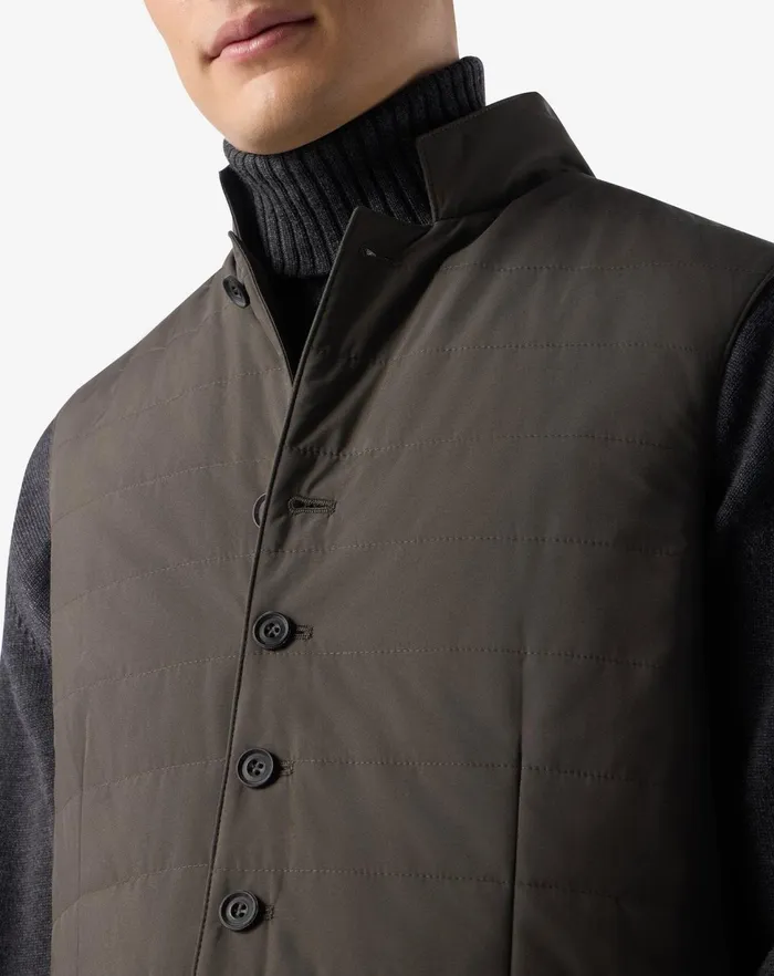 Corneliani Outerwear And Coats Forest Green Poplin Quilted Vest For Men 8211 Men