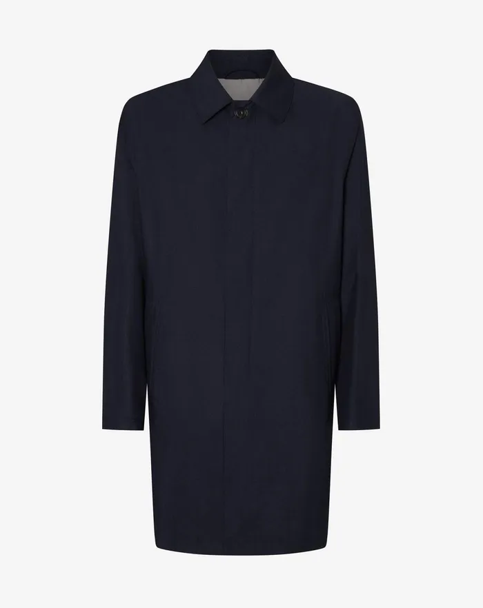 Corneliani Outerwear And Coats Lined Navy Blue Viscose Blend Trench Coat 8211 Men