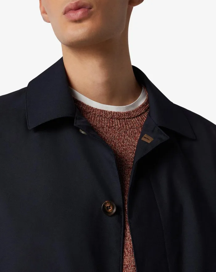 Corneliani Outerwear And Coats Lined Navy Blue Viscose Blend Trench Coat 8211 Men