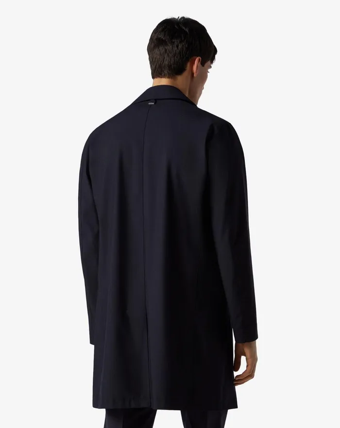 Corneliani Outerwear And Coats Lined Navy Blue Viscose Blend Trench Coat 8211 Men