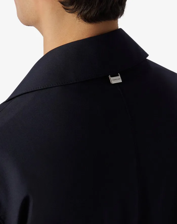 Corneliani Outerwear And Coats Lined Navy Blue Viscose Blend Trench Coat 8211 Men