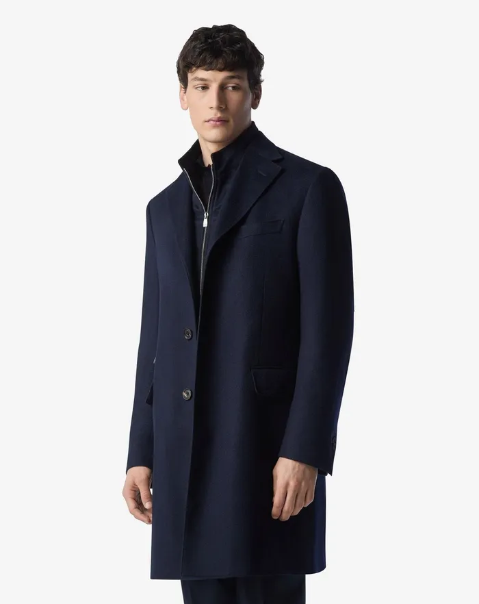Corneliani Outerwear And Coats Navy Blue Beaver Coat In Pure Cashmere For Men 8211 Men
