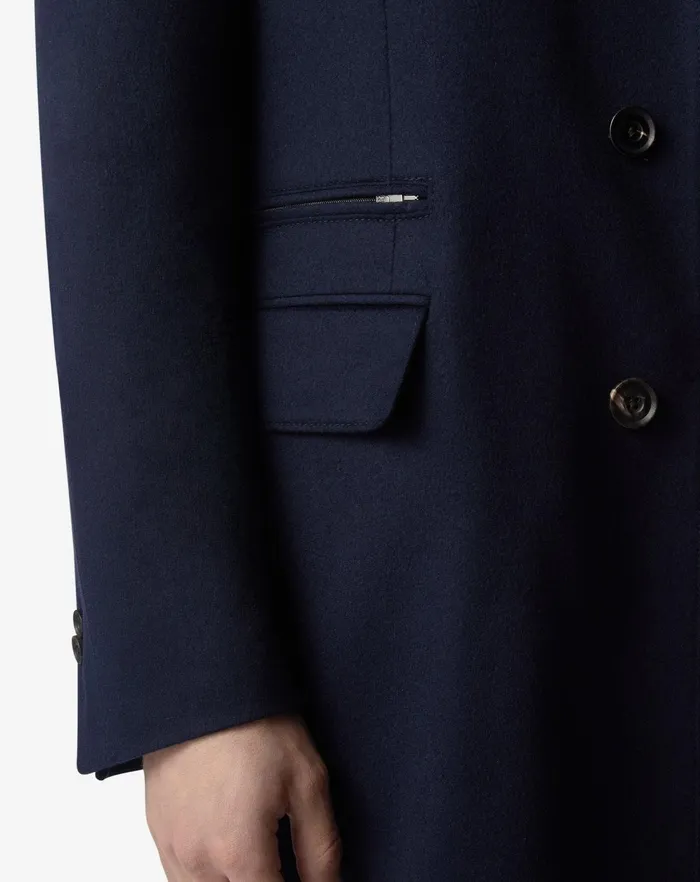 Corneliani Outerwear And Coats Navy Blue Beaver Coat In Pure Cashmere For Men 8211 Men