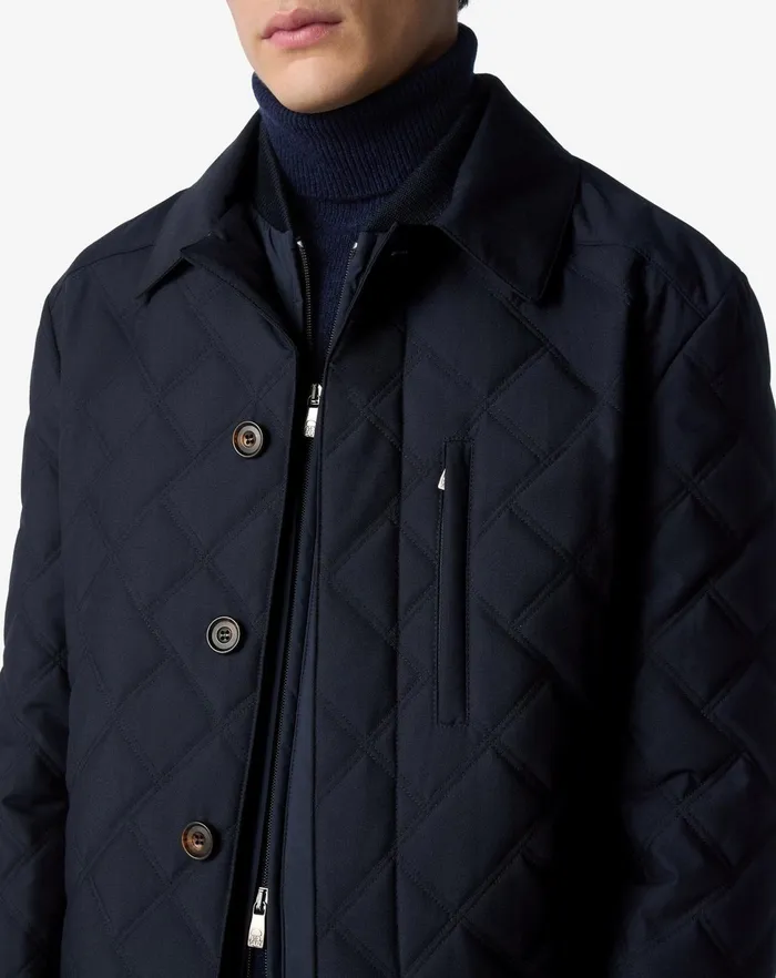 Corneliani Outerwear And Coats Waterproof Jacket In Navy Blue Technical Poplin 8211 Men