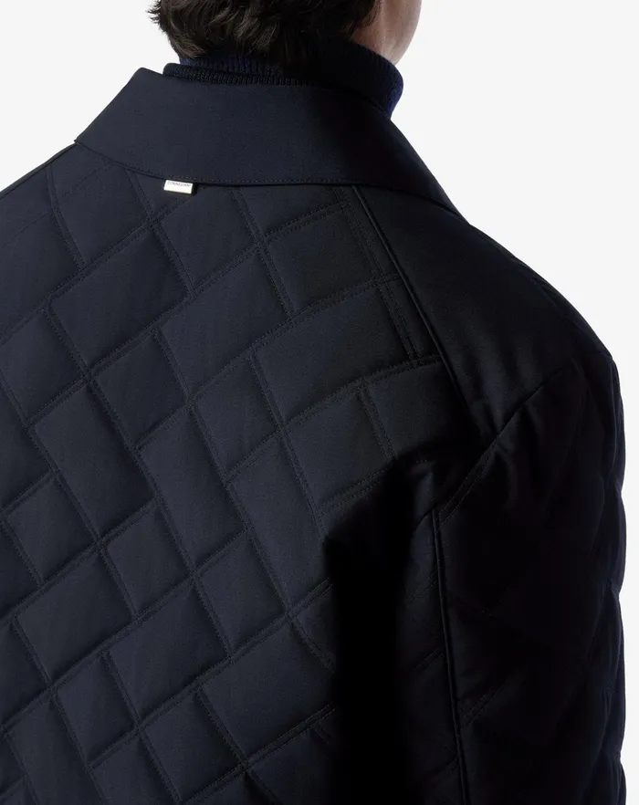 Corneliani Outerwear And Coats Waterproof Jacket In Navy Blue Technical Poplin 8211 Men