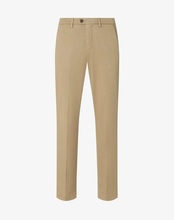 Corneliani Pants Beige Stretch Gabardine And Silk Trousers For Men 8211 Men
