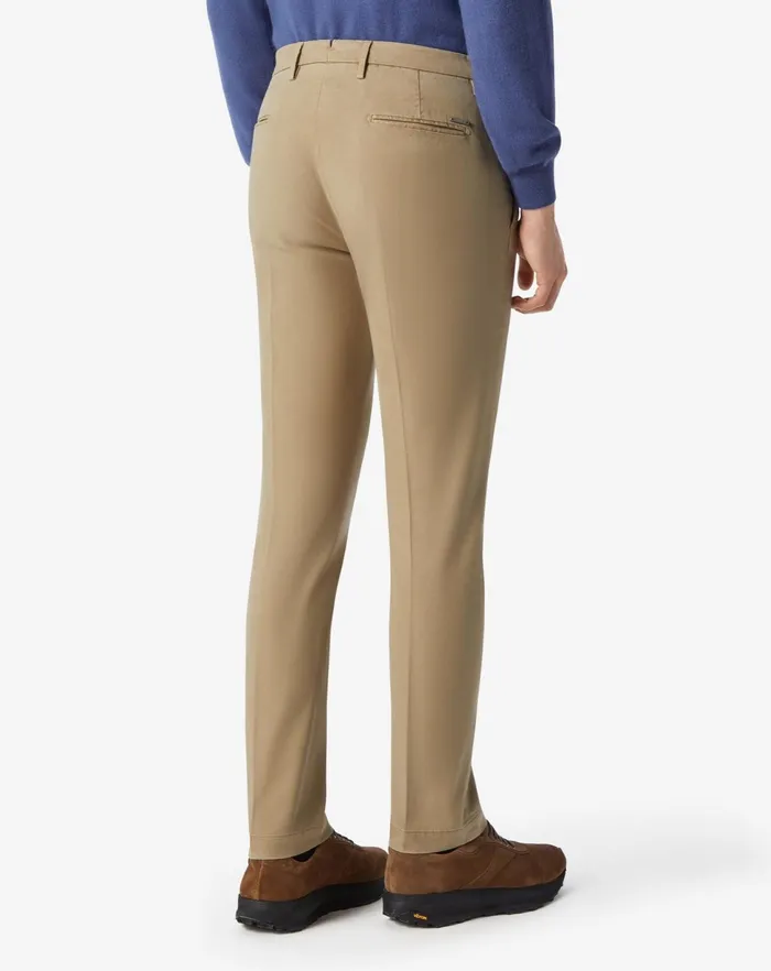 Corneliani Pants Beige Stretch Gabardine And Silk Trousers For Men 8211 Men
