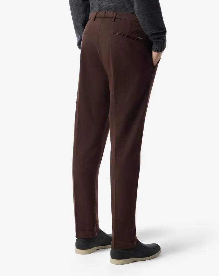 Corneliani Pants Brown Stretch Gabardine Slim Fit Trousers For Men 8211 Men