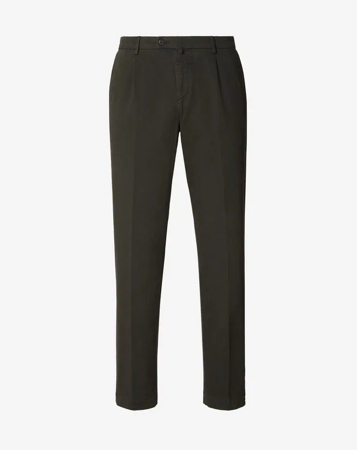 Corneliani Pants Dark Green 1 Pleated Stretch Cotton Chino 8211 Men