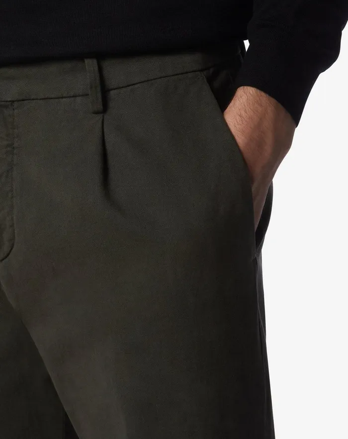 Corneliani Pants Dark Green 1 Pleated Stretch Cotton Chino 8211 Men
