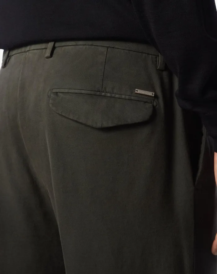 Corneliani Pants Dark Green 1 Pleated Stretch Cotton Chino 8211 Men