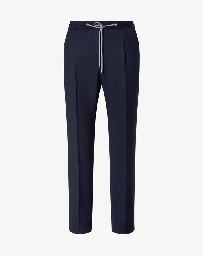 Corneliani Pants Navy Blue Wool Flannel 1 Pleated Trousers 8211 Men