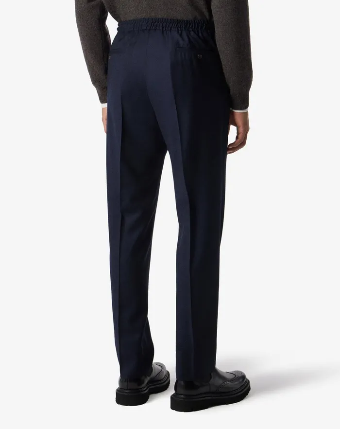 Corneliani Pants Navy Blue Wool Flannel 1 Pleated Trousers 8211 Men