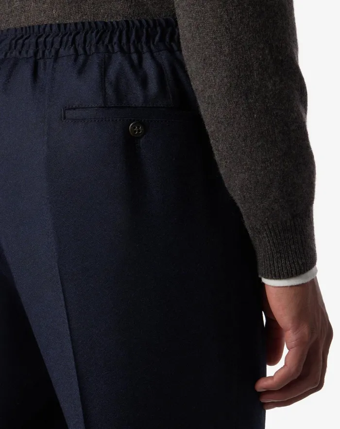Corneliani Pants Navy Blue Wool Flannel 1 Pleated Trousers 8211 Men