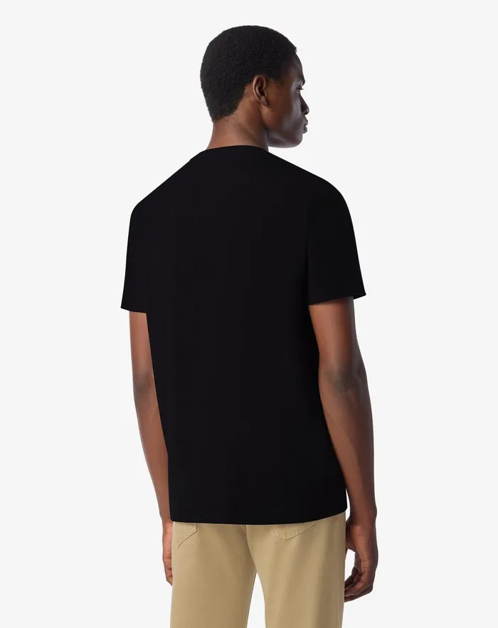 Corneliani Polos and TShirts Black Stretch Jersey Shortsleeved Crew Neck Tshirt For Men 8211 Men