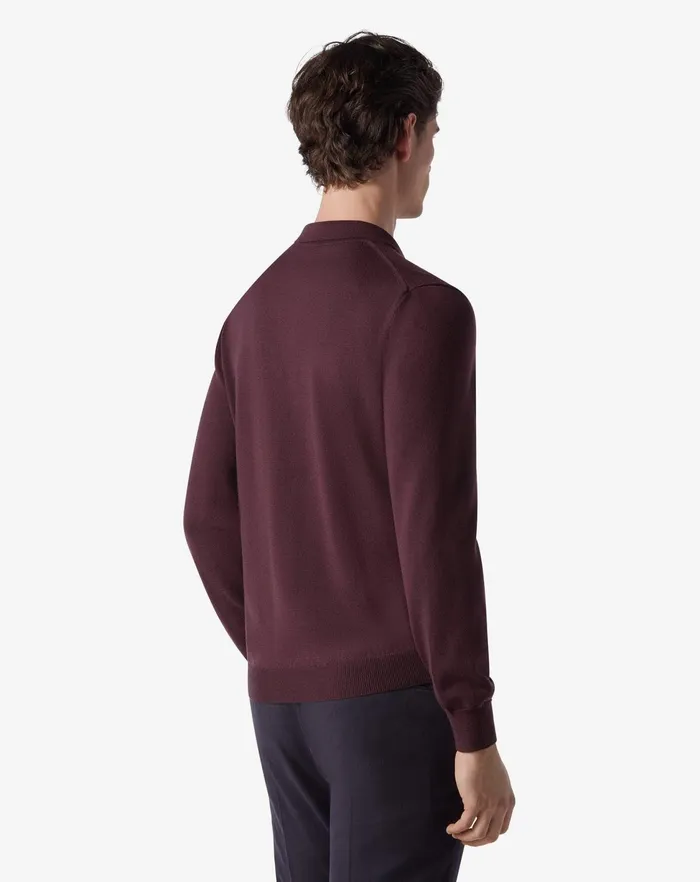 Corneliani Polos and TShirts Purple Extra Fine Merino Wool Buttonup Polo Shirt For Men 8211 Men