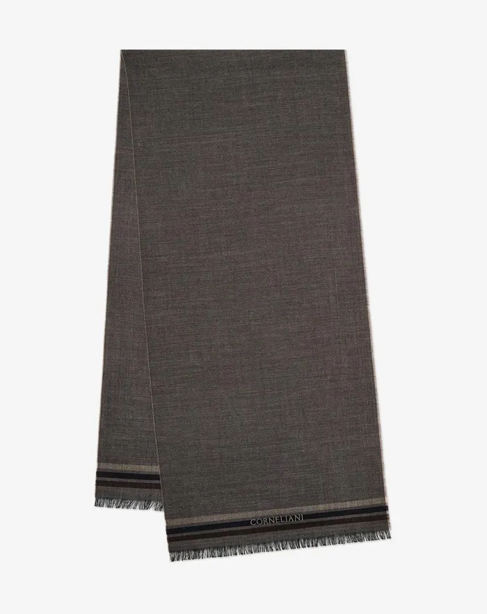 Corneliani Scarves And Hats Taupe Pure Wool Scarf For Men 8211 Men