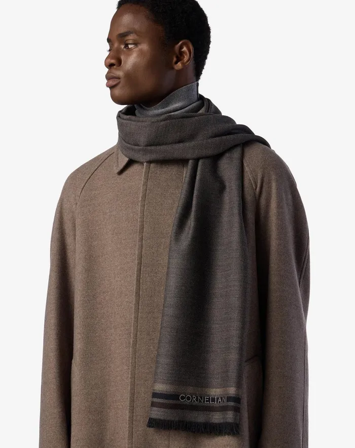 Corneliani Scarves And Hats Taupe Pure Wool Scarf For Men 8211 Men