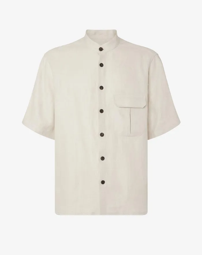 Corneliani Shirts Mens Pure Linen Ivory Shirt 8211 Men