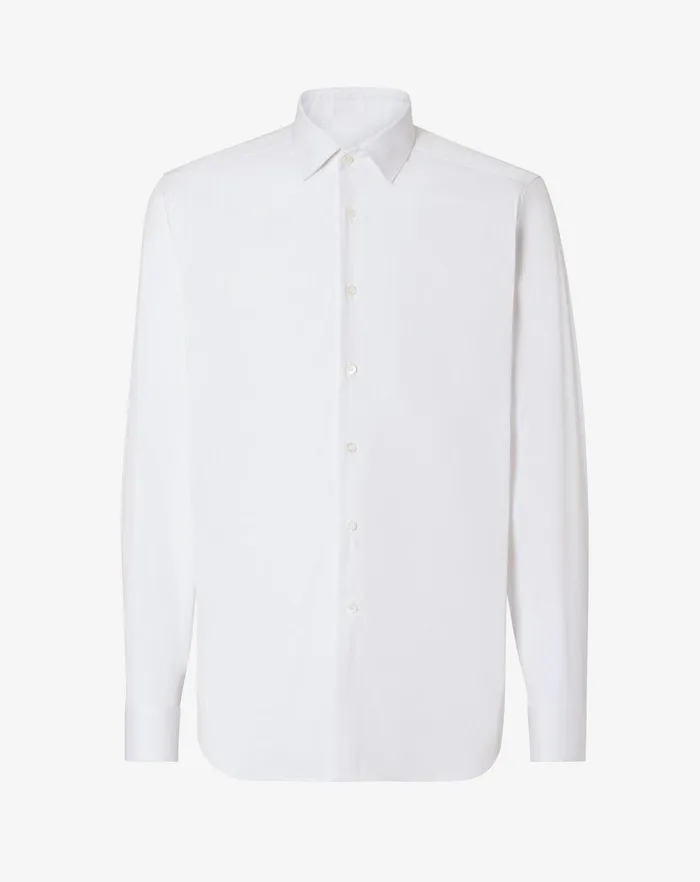 Corneliani Shirts White Cotton Stretch Poplin Shirt 8211 Men