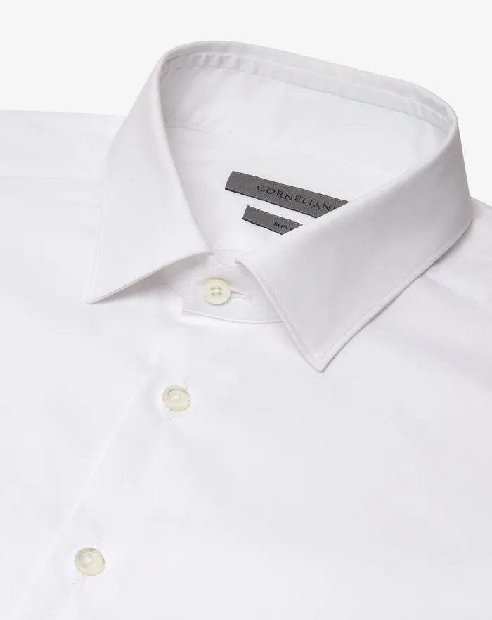 Corneliani Shirts White Cotton Stretch Poplin Shirt 8211 Men