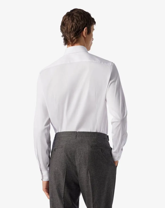Corneliani Shirts White Cotton Stretch Poplin Shirt 8211 Men