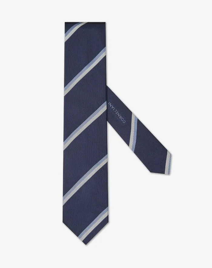 Corneliani Ties And Pochette Blue Regimental Jacquard Silk Tie For Men 8211 Men