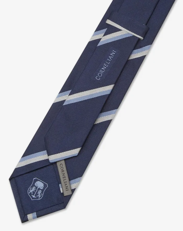 Corneliani Ties And Pochette Blue Regimental Jacquard Silk Tie For Men 8211 Men
