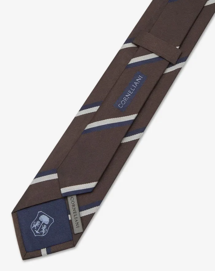 Corneliani Ties And Pochette Brown Regimental Jacquard Silk Tie For Men 8211 Men