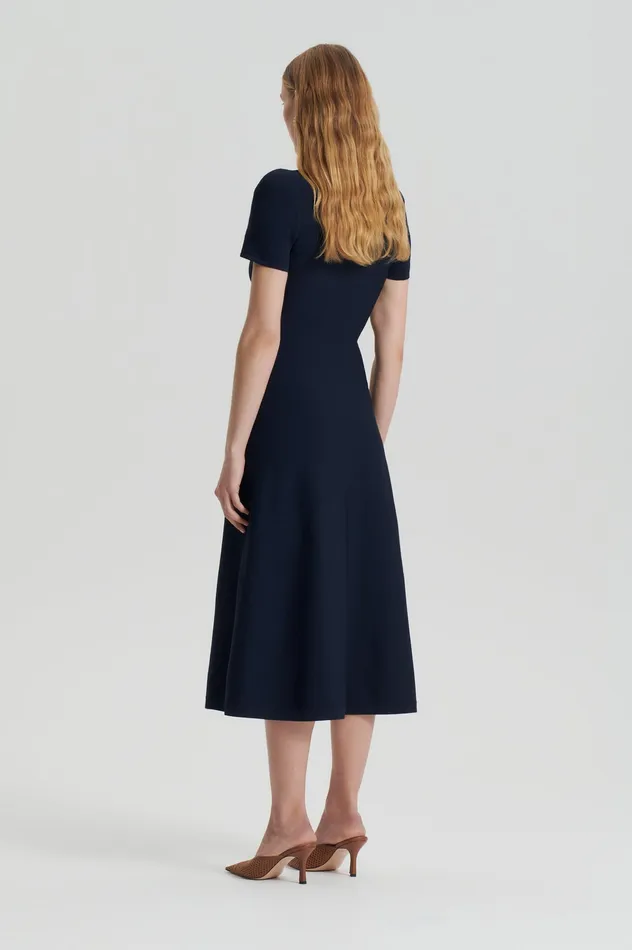 CREPE KNIT ZIP SHIRT DRESS NAVY Dresses Scanlan Theodore Women