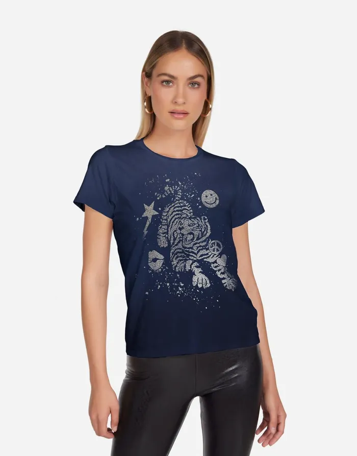 Croft Tiger Elements Navy Ombre Women039s Lauren Moshi Short Sleeve