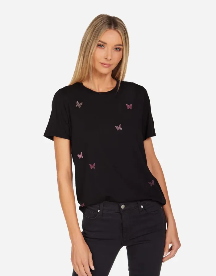Croft X Crystal Butterflies Black Women039s Lauren Moshi Short Sleeve