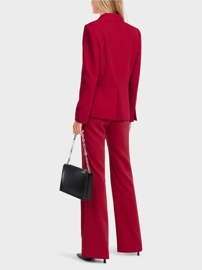 Damen Marc Cain Blazer Krpernaher Blazer Mit Bltenapplikation Bright Burgundy