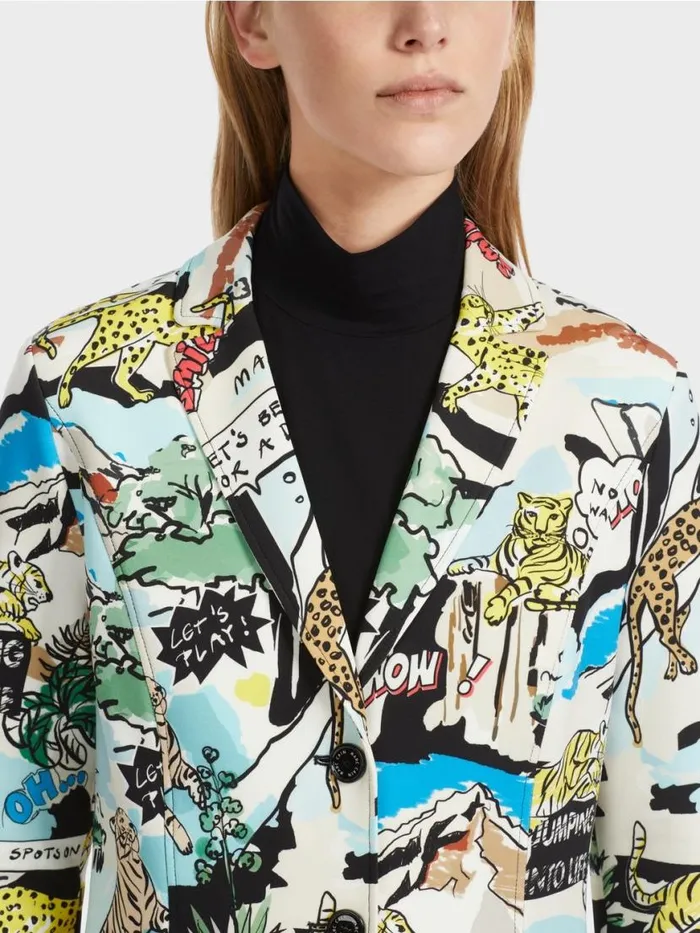 Damen Marc Cain Blazer Taillierter Blazer Mit AlloverPrint Deep Sea