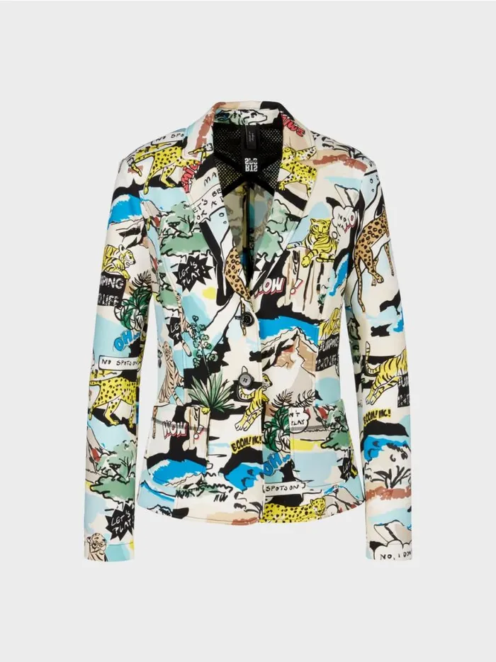 Damen Marc Cain Blazer Taillierter Blazer Mit AlloverPrint Deep Sea
