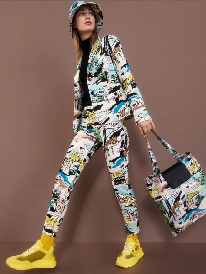 Damen Marc Cain Blazer Taillierter Blazer Mit AlloverPrint Deep Sea