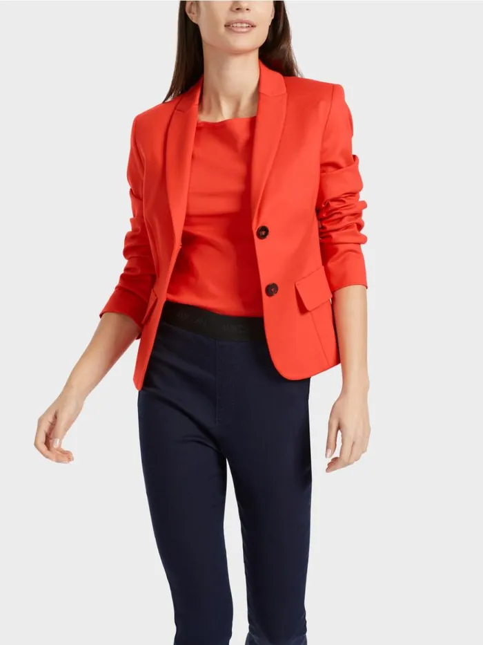 Damen Marc Cain Blazer Taillierter Blazer Mit Schmalem Revers Campari